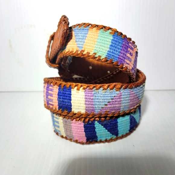 ❤️ 3 for $35 Handmade Aztec Tribal Southwestern Leather Colourful Belt - Picture 3 of 6